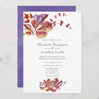 Autumn - Fall Watercolor Holiday Wedding Invitation