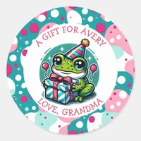 Cute Frog Themed Girl's Birthday Gift Tag