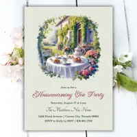 Watercolor FLoral Garden Housewarming Tea Party Invitation