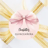 Bow pink Quinceanera Classic Round Sticker