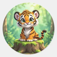 Baby Tiger | Cute Cartoon Kid's Nursery Art Classic Round Sticker