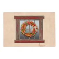 Southwest Chile Wreath on Rustic Red Wood Window  Placemat