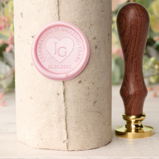 Elegant 35th Coral Wedding Anniversary Celebration Wax Seal Stamp