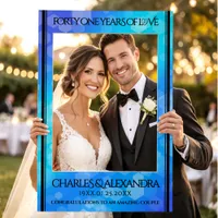 Elegant 41st Blue Topaz Wedding Anniversary Selfie Frame