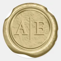 Faux Wax Wedding Initials Gold Flax ID871 Classic Round Sticker