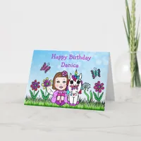 Personalized Fairy and Unicorn  Happy Birthday Card