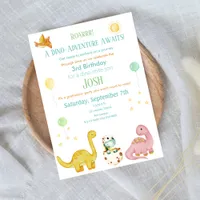 Dinosaur Kids 3rd Birthday Invitation