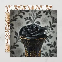Black Rose with Gold Floral Accents Card
