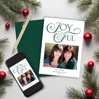 Emerald Green Christmas Joyful Christmas Photo Holiday Card