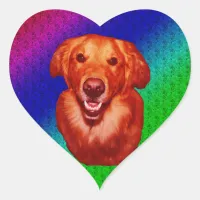 Red Golden Retriever Front Profile Heart Sticker