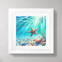 Coastal Beach Under the Sea Starfish Ocean  Framed Art