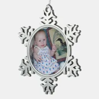 Personalize Family Your Photo Snowflake Pewter Christmas Ornament