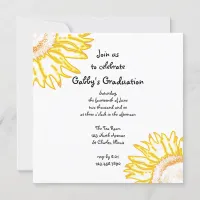 Yellow Neon Sunflower Graduation Party Invitation