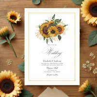 Rustic Sunflower and Gold Wedding Invitation