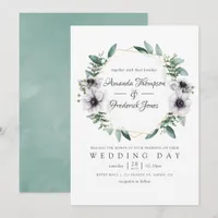 Watercolor Eucalyptus Anemone Geometric Wedding Invitation