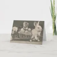 Adorable Vintage Easter Rabbit Holiday Card