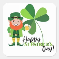  Leprechaun  Shamrock Happy St Patrick’s Day Square Sticker