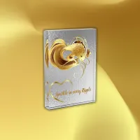 Gold goldfish on silver foil monogram | photo block