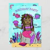 Ethnic Mermaid Under the Sea Birthday Party Invitation