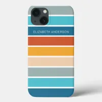 Modern Retro Sunset Stripes Personalized  iPhone 13 Case