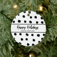 Personalized Business Black and White New Year Ceramic Ornament