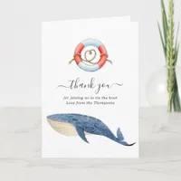 Whale Nautical Wedding Photo Thank You Card