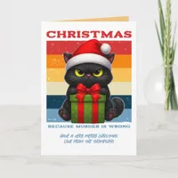 Fireside Vintage Funny Cat Retro Christmas Photo Holiday Card