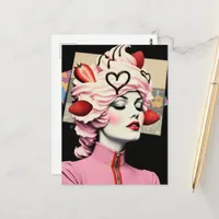 Strawberry Dessert Woman Collage Postcard