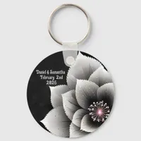 Timeless Elegance: Black & Silver Blossom Wedding  Keychain