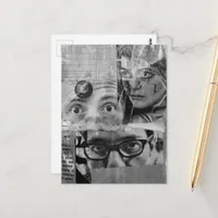 The Lady and the Doctors Mixed Media Collage Postcard