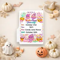Kawaii Pastel Chibi Ghost Halloween Invitation