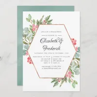 Watercolor Geometric Christmas Rehearsal Dinner Invitation