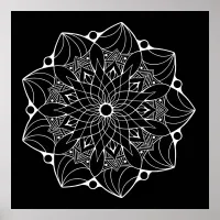 Large Mandala Poster with Black Background