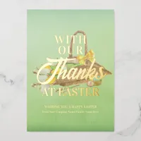 Easter Flower Basket Green Thanks Easter Business Foil Holiday Card