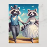 The Raccoon Bride and Groom Postcard