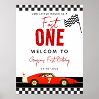 Fast One Race Car Boy 1st Birthday Welcome Signs