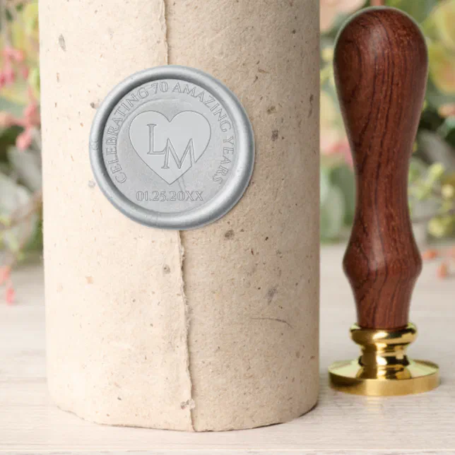 Elegant 70th Platinum Wedding Anniversary Wax Seal Stamp