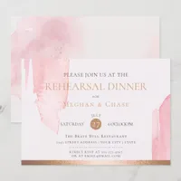 Modern Blush Pink Watercolor Brush Strokes Invitation