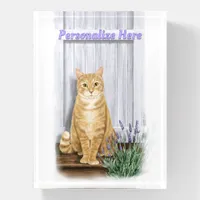  Orange Tabby Cat Lavender Door  Personalized Paperweight