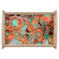 Orange Brown Abstract Art modern Fluid Art  Serving Tray