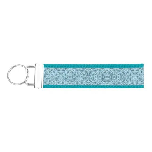 Elegant Flowery Teal Damask Wrist Keychain