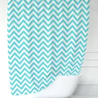 Turquoise Blue and White Chevron Shower Curtain