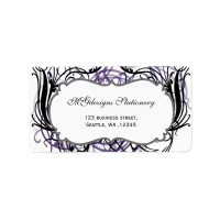 purp, black and white Chic Business address labels