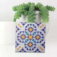 Blue Orange White Marble Portuguese Motifs Ceramic Tile