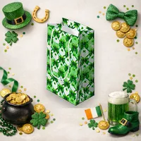 Watercolor Green Shamrock Plaid Pattern Small Gift Bag