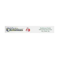 Fancy Christmas Text and Santa Lt Wrap Around Address Label