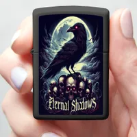 Eternal Shadows Raven Over Moonlit Skulls Zippo Lighter