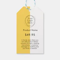 Custom Logo Modern Minimalist Mustard Yellow Price Gift Tags