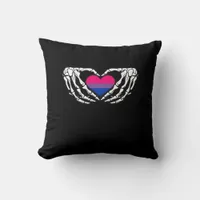 Bisexual Pride Skeleton Halloween Bi Goth Heart Cl Throw Pillow