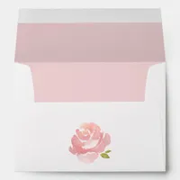 Chic Watercolor Blush Pink Rose Envelope